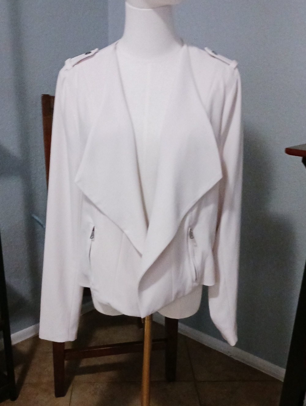 torrid- Cream Draped Open-Front Jacket